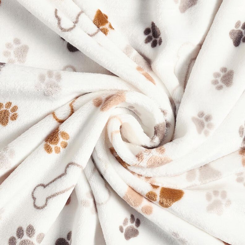 Kuschelfleece Pfoten und Knochen – elfenbein/dunkeltaupe,  image number 3
