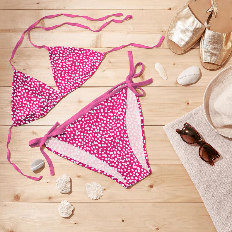 Badeanzugstoff Mini Tupfen – intensiv pink/weiss,  image number 8