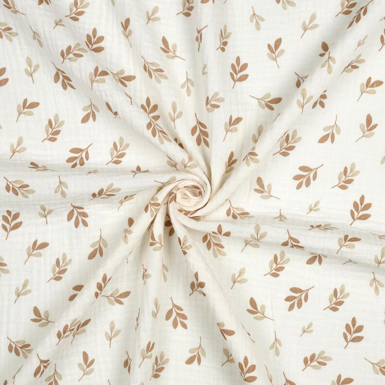 Musselin/ Doppel-Krinkel Gewebe Zweige | Poppy Fabrics – elfenbein/mocca, image number 3