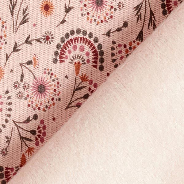 Alpenfleece süße Blümchen – rosa | Reststück 60cm