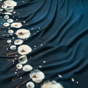 Baumwolljersey Pusteblumen Bordürenstoff | Glitzerpüppi – schwarzblau/mandel, 
