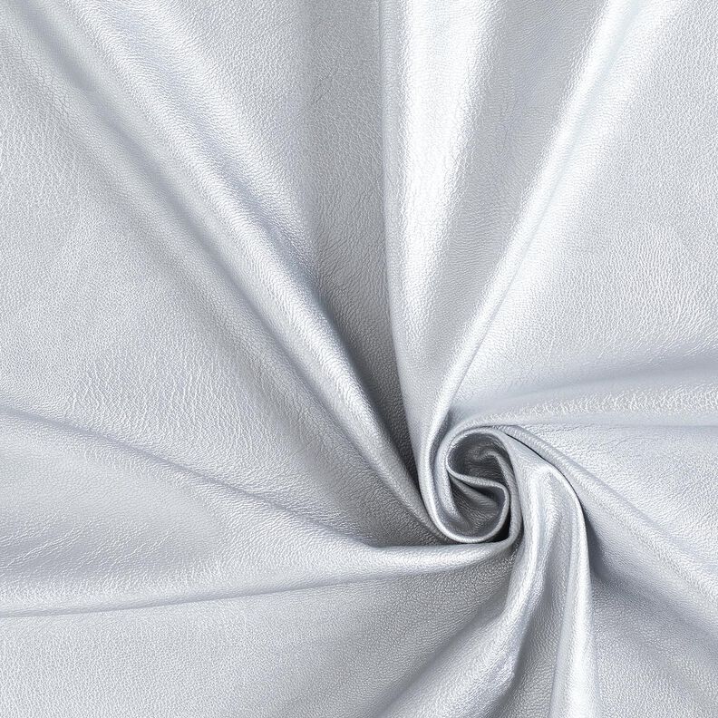 Stretch Lederimitat Metallic – silbergrau,  image number 1