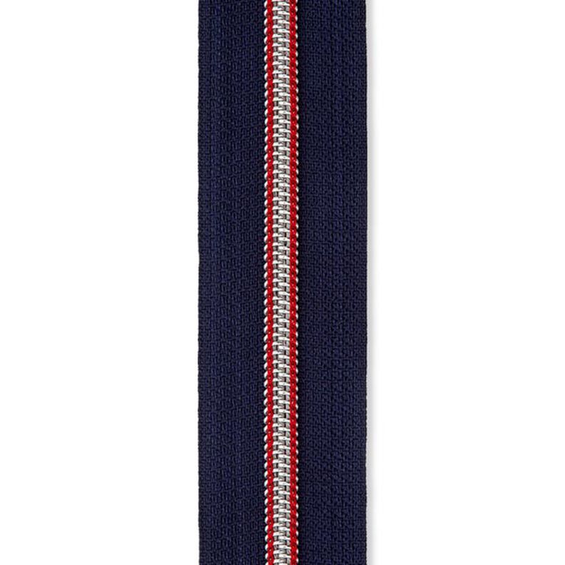 Endlosreißverschluss [5 mm] Metall | Prym – marineblau/rot,  image number 2