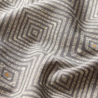 Dekostoff Halbpanama Ethno-Rauten – grau/natur, 