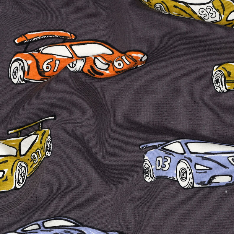 French Terry Sommersweat Rennautos | Poppy Fabrics – grau, image number 2