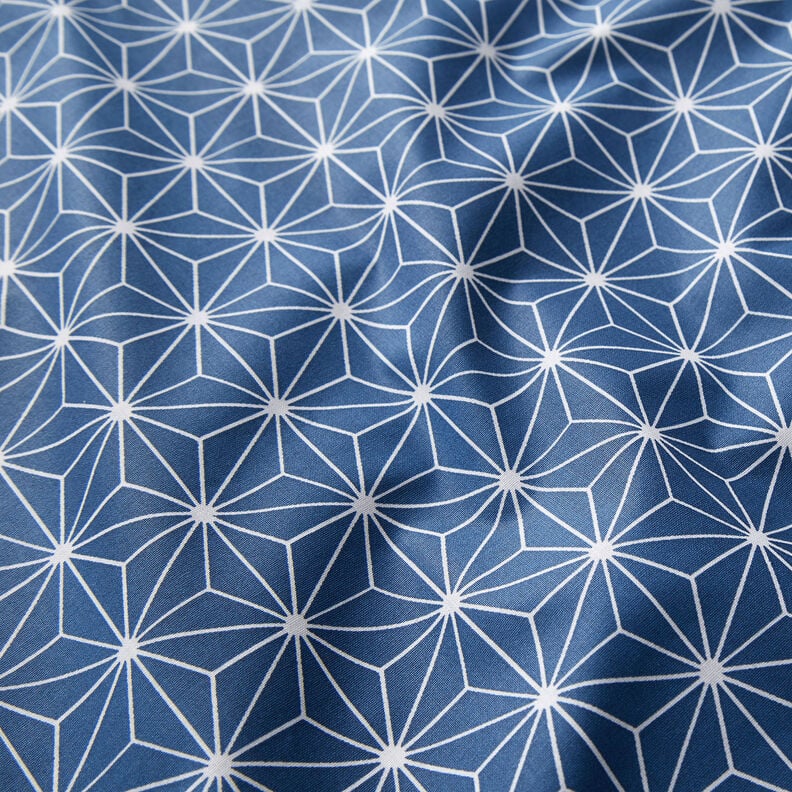 Beschichtete Baumwolle grafische Sterne – indigo/weiss,  image number 3