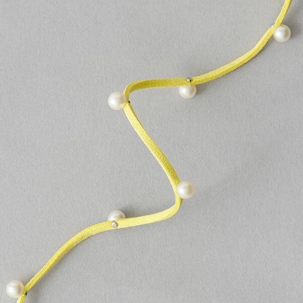 Kunstlederband mit Perlen [ 3 mm ] – gelb,  image number 3