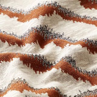 Strickjacquard Glitzer Zebramuster – wollweiss/rehbraun, 
