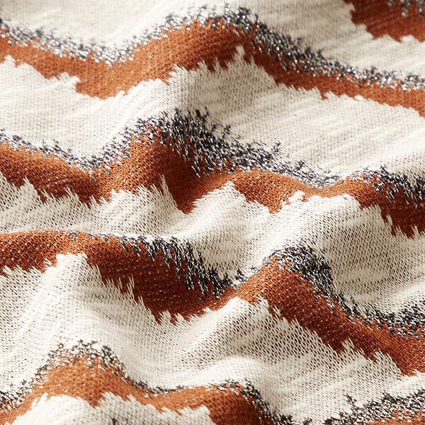 Strickjacquard Glitzer Zebramuster – wollweiss/rehbraun, image number 2