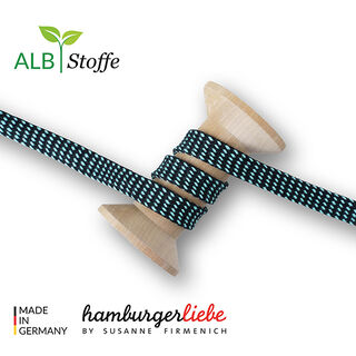 GOTS Bio Flechtkordel TWIST ME Dots [15 mm] | Albstoffe – dunkelgrün/türkis, 