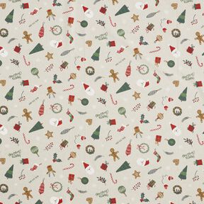 Dekostoff Halbpanama Weihnachtsdeko Mix – natur/rot, 