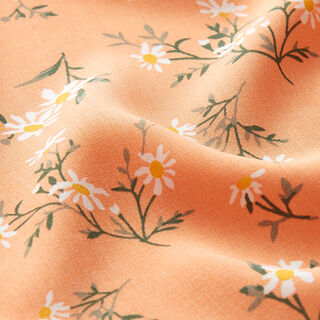 Viskosestoff Aquarell-Margeriten – pfirsichorange, 