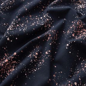 Baumwolljersey Goldsprenkel | Glitzerpüppi – schwarzblau/dunkelaltrosa, 