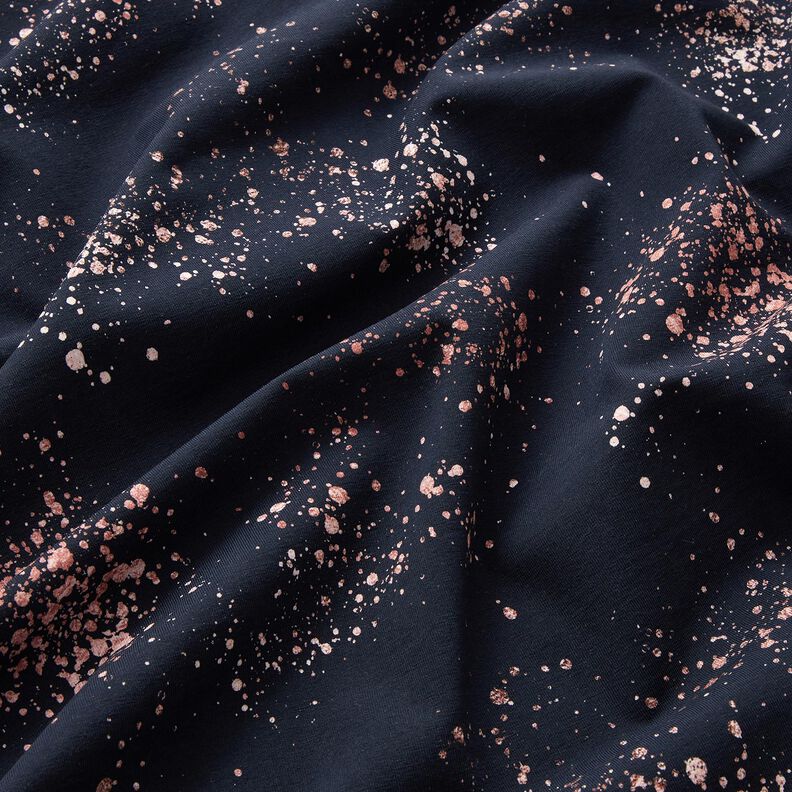 Baumwolljersey Goldsprenkel | Glitzerpüppi – schwarzblau/dunkelaltrosa,  image number 2