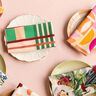 Dekostoff Halbpanama bunte Variationen – hellgelb/pastellviolett,  thumbnail number 7