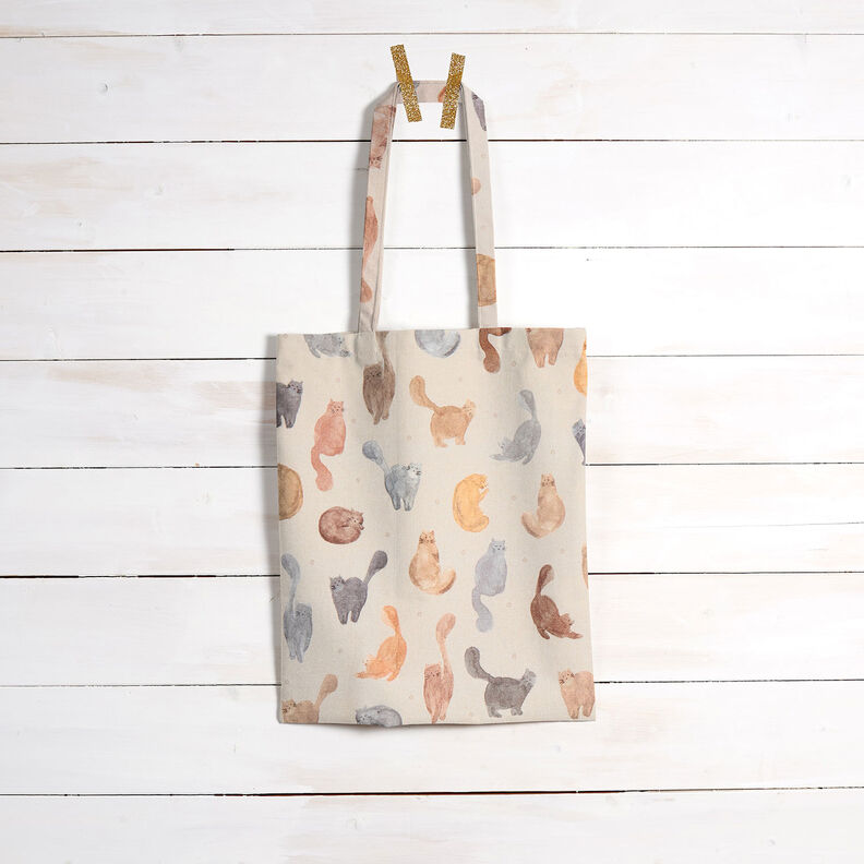 Dekostoff Halbpanama gemalte Katzen – hellbeige,  image number 8