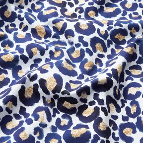 Baumwolljersey Leopard mit Goldflecken | Glitzerpüppi – weiss/indigo, 