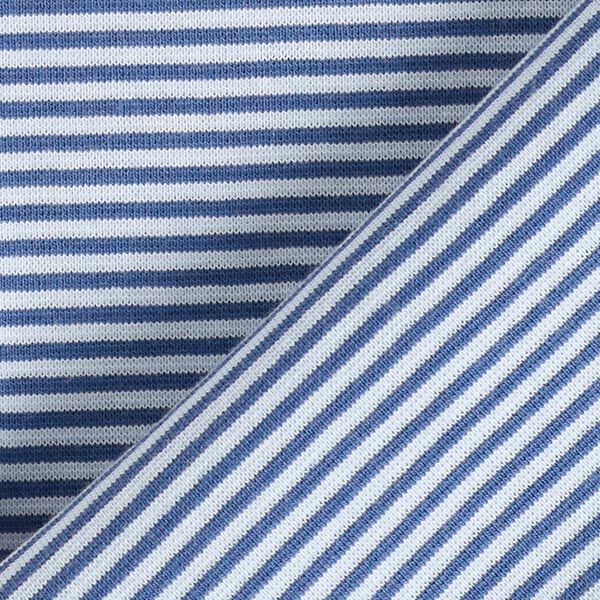 Bündchen Schlauchware schmale Ringel – jeansblau/hellblau | Reststück 50cm