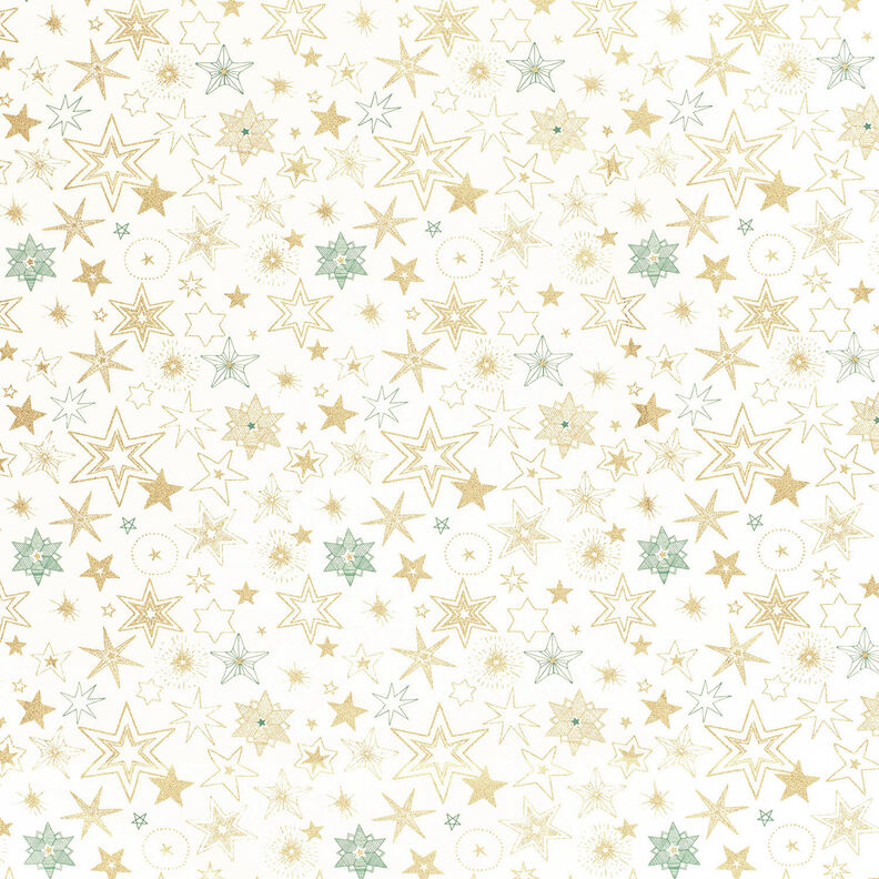 Baumwollstoff Popeline große Sterne – wollweiss/gold, image number 6