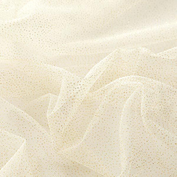 Glitzertüll Royal – wollweiss/gold