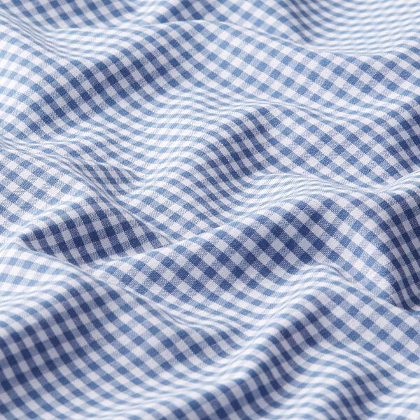 Baumwollpopeline Kleines Vichykaro, garngefärbt – jeansblau/weiss