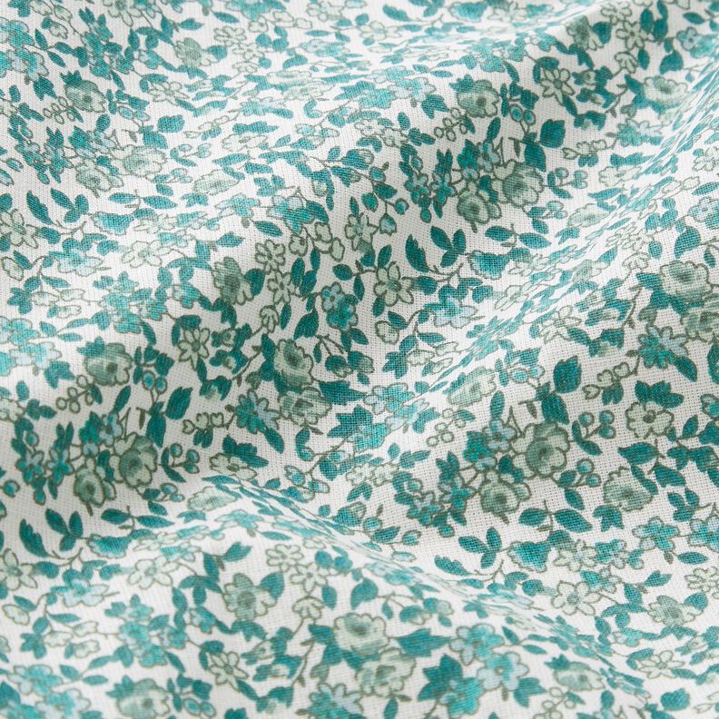Baumwollstoff Cretonne zahlreiche Blümchen – petrol/weiss,  image number 2