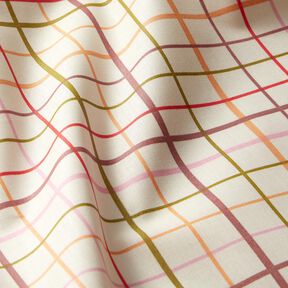 Beschichtete Baumwolle bunte Karos – beige/rot, 