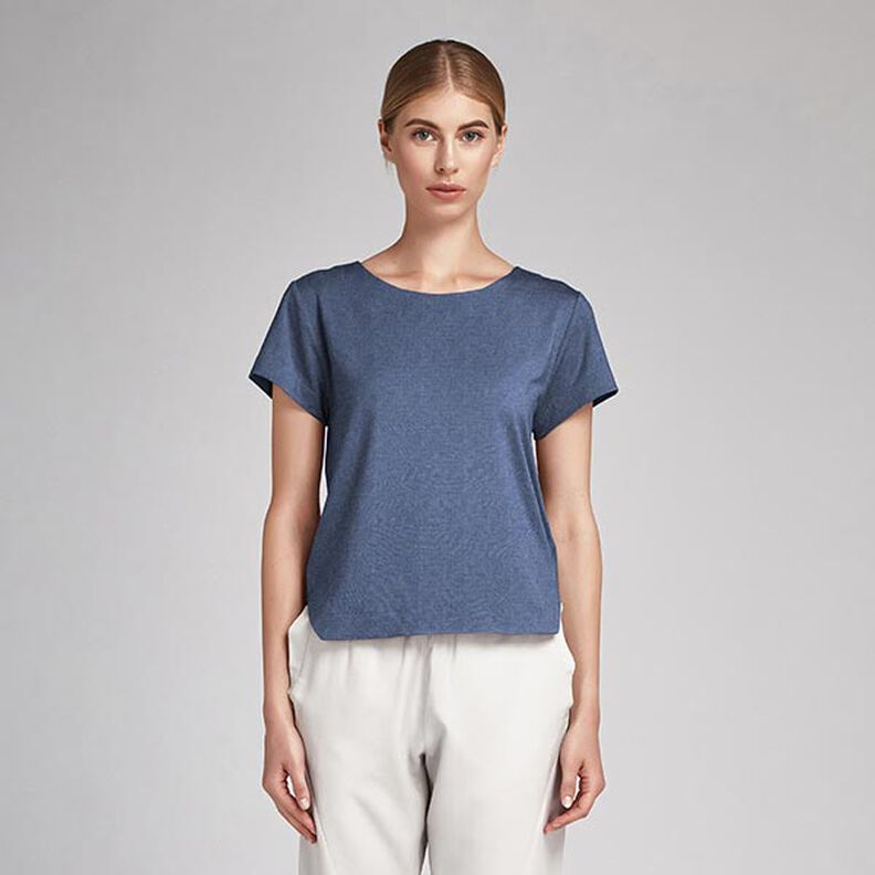 Baumwoll-Chambray Jeanslook – marineblau,  image number 4