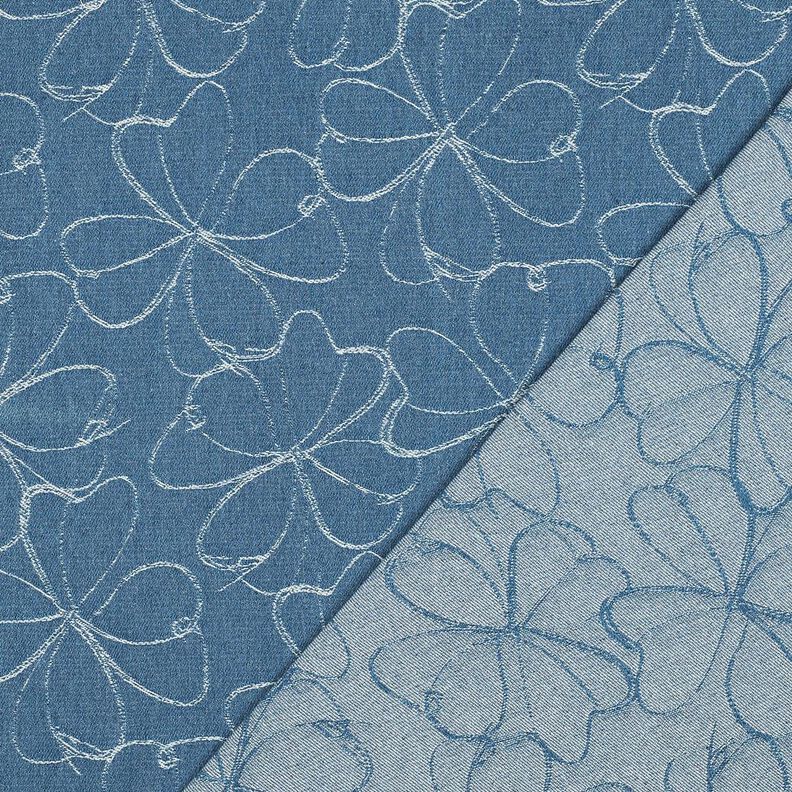 Jeans Jacquard Blumen | Poppy Fabrics – jeansblau,  image number 4