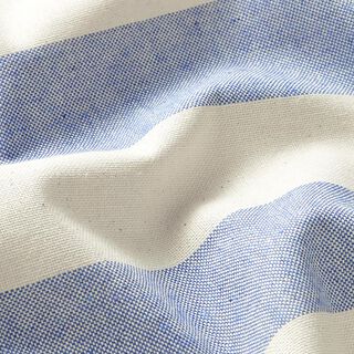 Dekostoff Halbpanama breite Querstreifen – blau/natur | Reststück 50cm