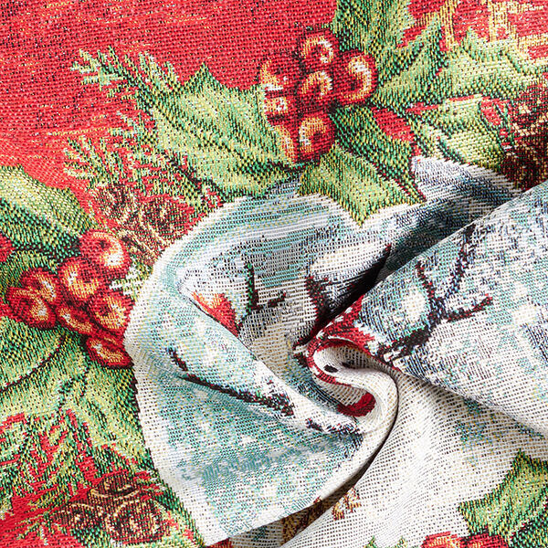 Dekostück Gobelin Schneemann in Schneekugel – karminrot,  image number 3