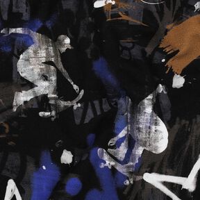 French Terry Sommersweat Skate-Grafitti Digitaldruck | Poppy Fabrics – schwarz/indigo, 