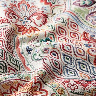 Dekostoff Gobelin buntes Paisley – wollweiss, 