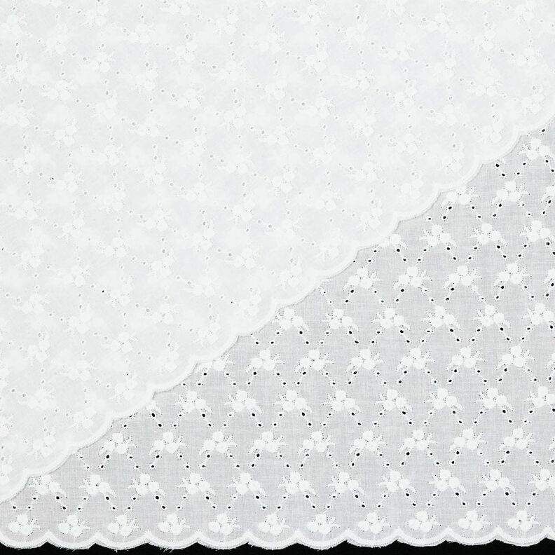 Baumwollstoff Lochstickerei Blümchenrauten | Poppy Fabrics – weiss,  image number 5