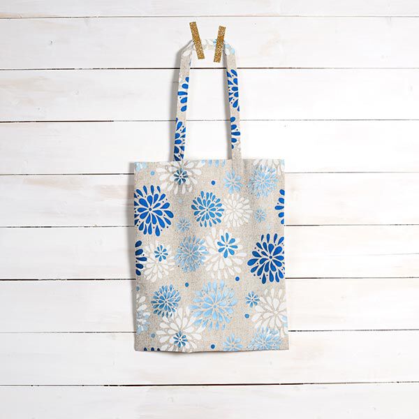Dekostoff Canvas Blumen – blau/weiss, image number 7