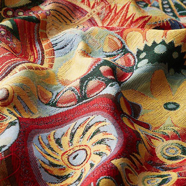 Jacquard Gobelin Blüten Ornament – lila/rot | Reststück 100cm