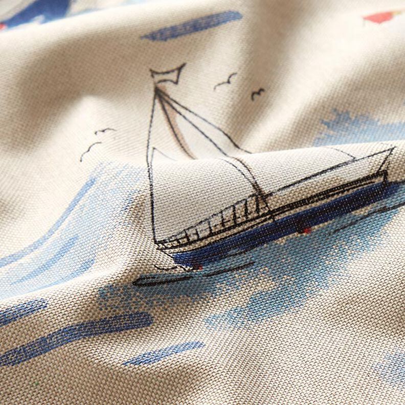 Dekostoff Halbpanama Boote – blau/rot,  image number 2