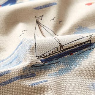 Dekostoff Halbpanama Boote – blau/rot, 