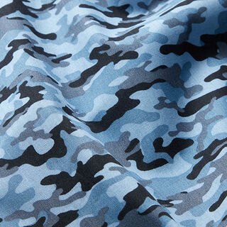 Baumwollstoff Popeline Camouflage – blau, 