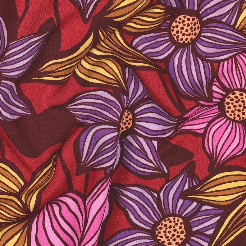 LENZING™ EcoVero™ Viskosestoff Blumen | Poppy Fabrics – merlot/apricot,  image number 2