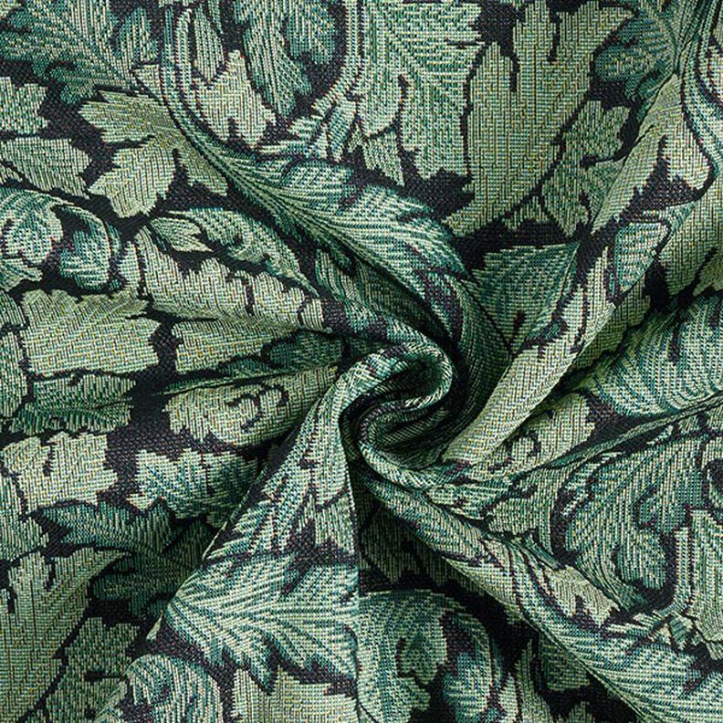 Dekostoff Gobelin barockes Blättermotiv – dunkelgrün/schilf | Reststück 70cm,  image number 3