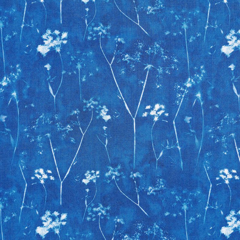 Viskosestoff Pusteblumen – königsblau/weiss, image number 1