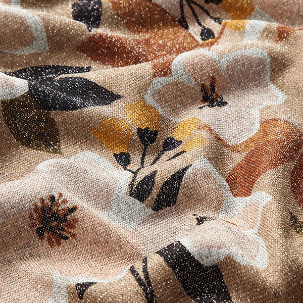Feinstrick Blumen mit Glitzerakzenten – dunkelbeige, image number 2