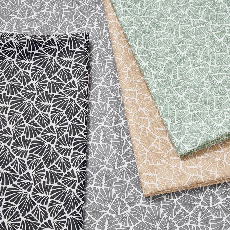 Beschichtete Baumwolle abstrakte Mini-Blätter – grau/weiss, image number 6