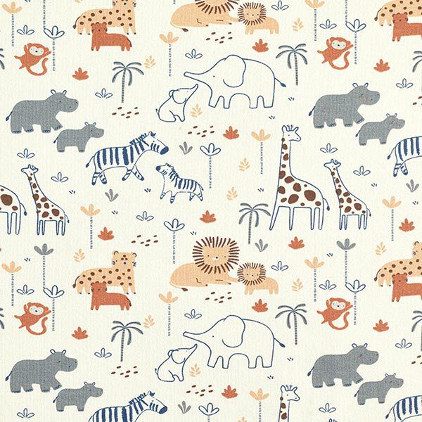 Baumwolljersey Babydschungeltiere – wollweiss | Reststück 50cm