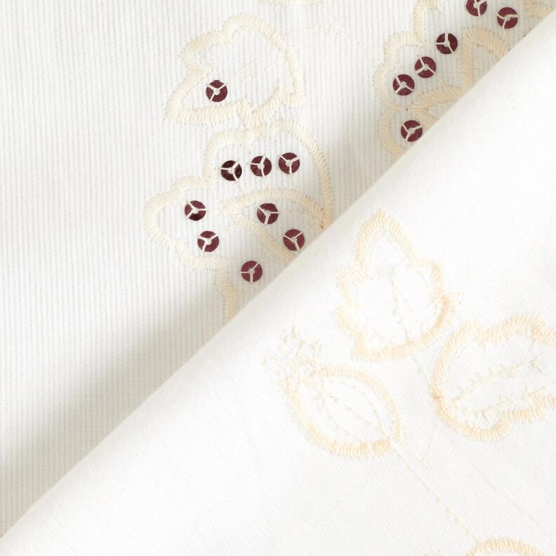 Feincord Stickerei und Pailletten Blumen – creme,  image number 5