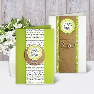 Sticker-Set Hochzeit Menü Ø 4,8 cm [ 24 Stück ] – wollweiss/grün, 