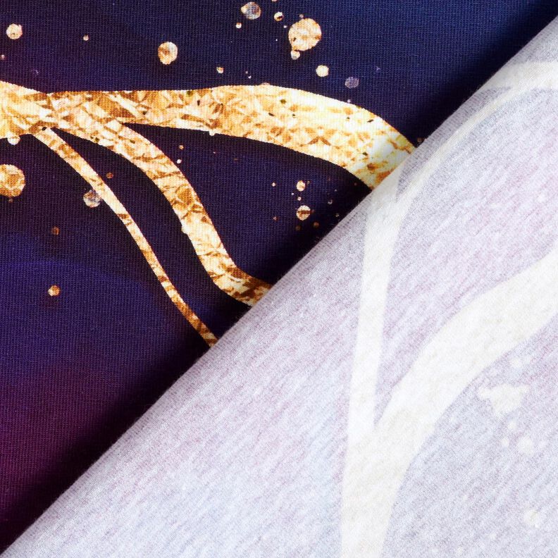 Baumwolljersey Dreamy Marble | Glitzerpüppi  – rotlila/altgold,  image number 4