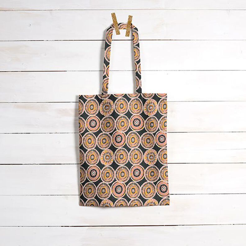 Baumwollstoff Cretonne Ethno Kreise – anthrazit | Reststück 50cm,  image number 7