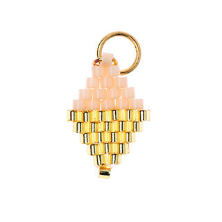 Anhänger Brick Stitch Raute [10 mm  x 15 mm] | Rico Design – rosa/gold, 